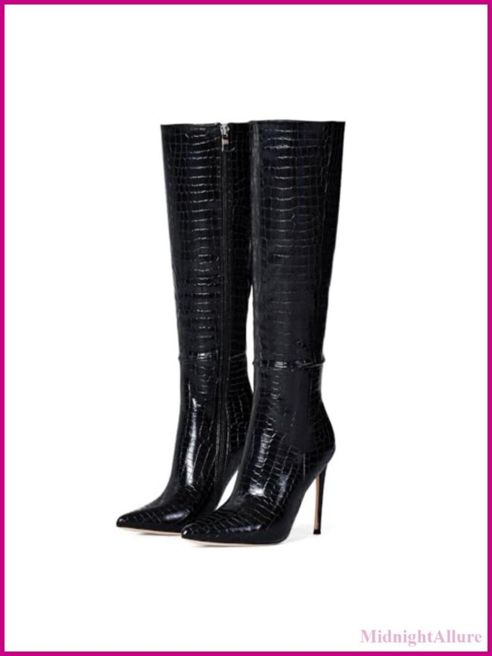 Women's 4 Inch Stiletto Knee High Boots Pointed Toe Fall Winter Tall Boots - Picture 1 of 6